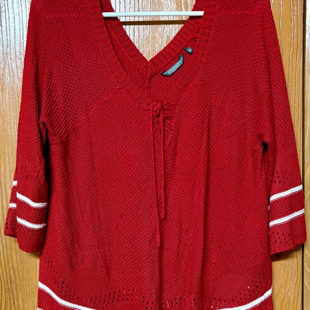 Hannah Red Knit Oversized Comfy Sweater Sz Lg